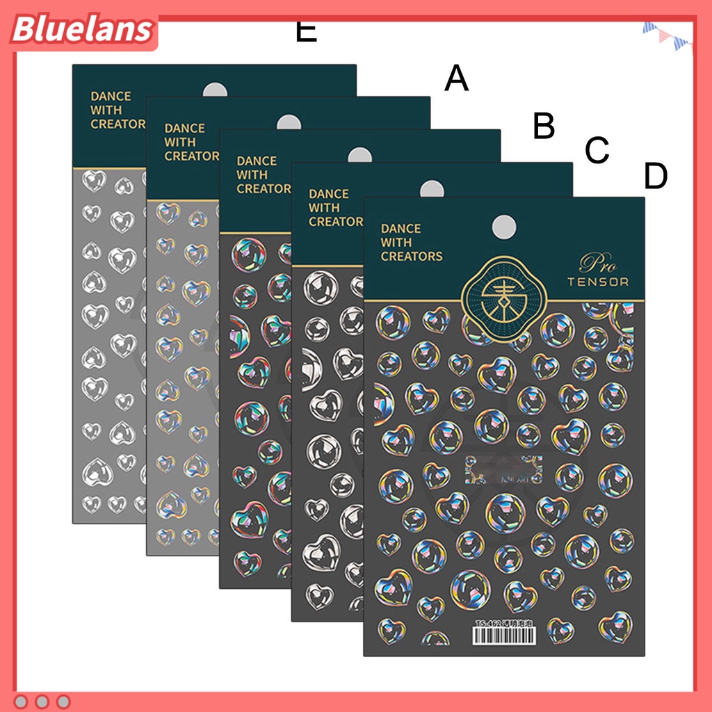 [BLM] Stiker Gelembung Kuku Ukiran Lem Belakang Ultra Tipis Lucu 5D Transparan Fashion Nail Art Design Sticker Untuk Manicure