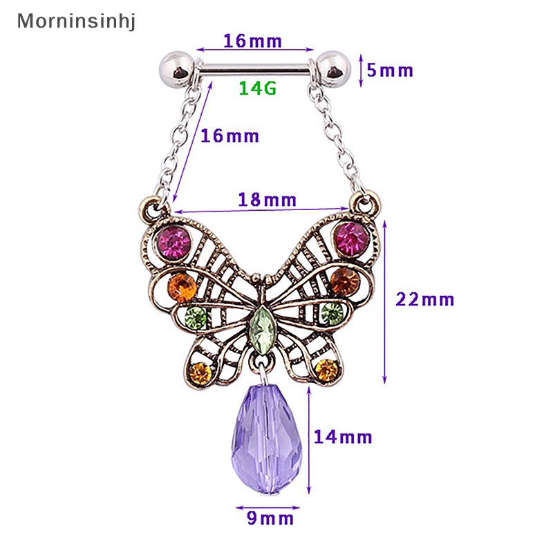 Mornin Cincin Nipple Butterfly Warna Bronze Bahan Stainless Steel Kreatif Kristal Untuk Wanita Perhiasan Tubuh Seksi id