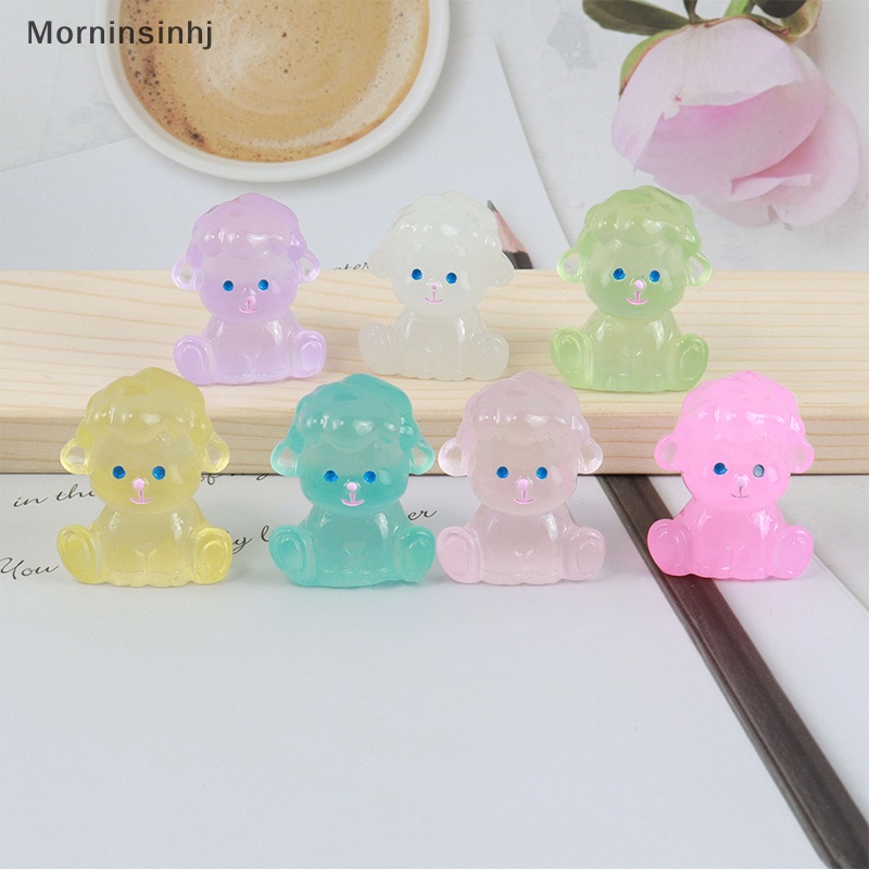 Mornin 5 Pcs Miniatur Lucu Bercahaya Singa Anjing Resin Cabochons Scrapbooking Telepon Gantungan Kunci Dekorasi DIY Kerajinan Aksesoris Rumah Boneka id