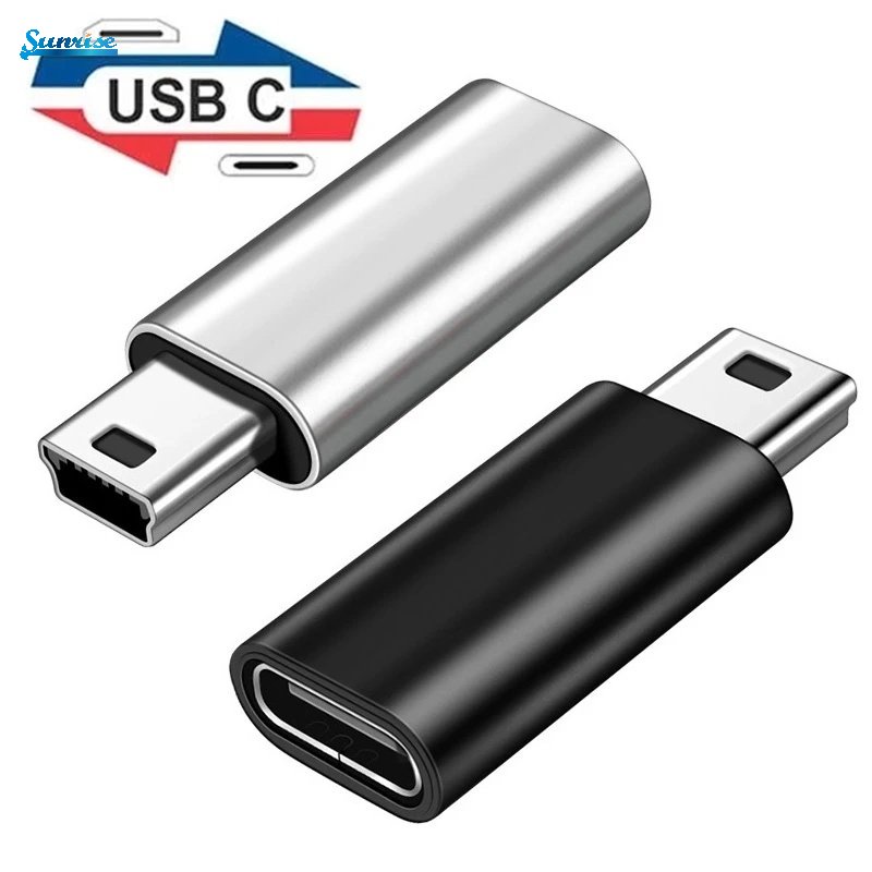 1pc Indah Paduan Aluminium Tipe-C Konverter Transmisi Data Tahan Lama 5pin Jantan Mini USB Ke Perempuan Adaptor Tipe-C