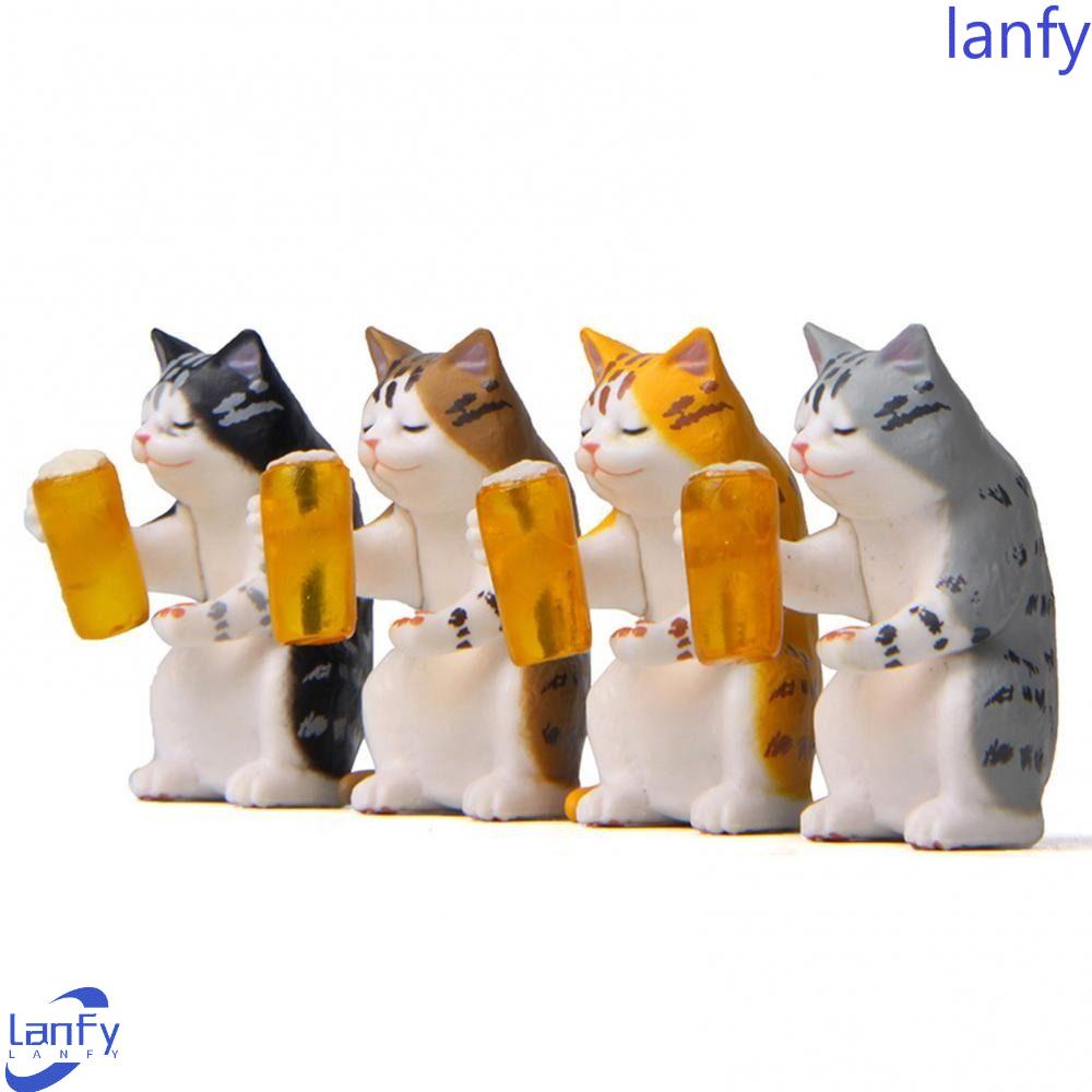 Lanfy Mini Bir Kucing Angka Hadiah Anak Model Hewan Kucing Ornamen Patung Kecil Aksesoris Mobil Desktop Figurine