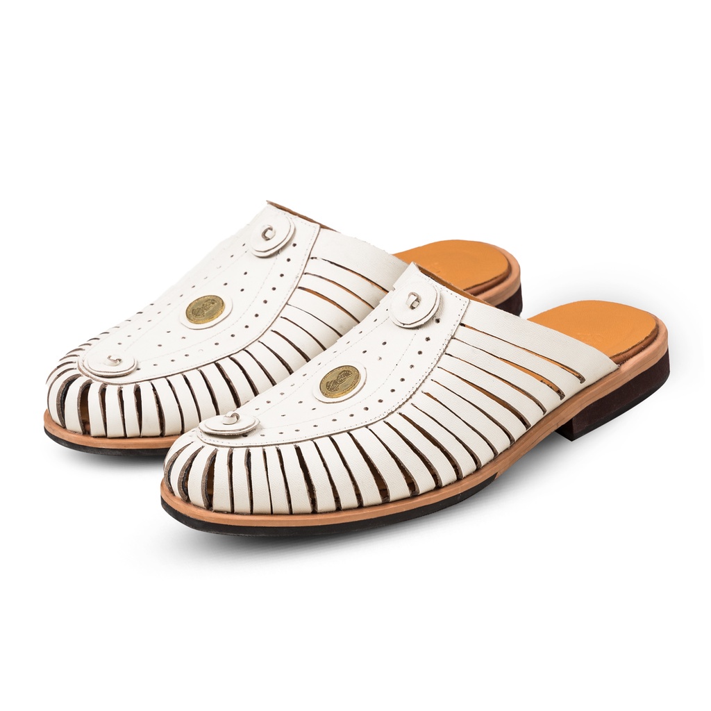 Leon Mules Broken White Nappa Milano