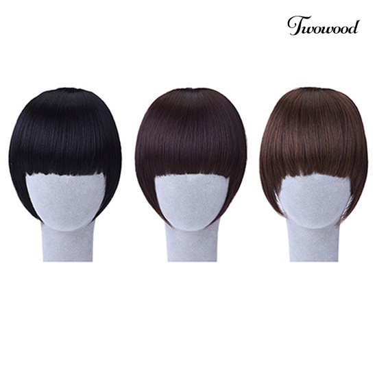 Twowood Pretty Girl's Clip on/in Poni Rapi Lurus Palsu Bob Style Fringe Sopak