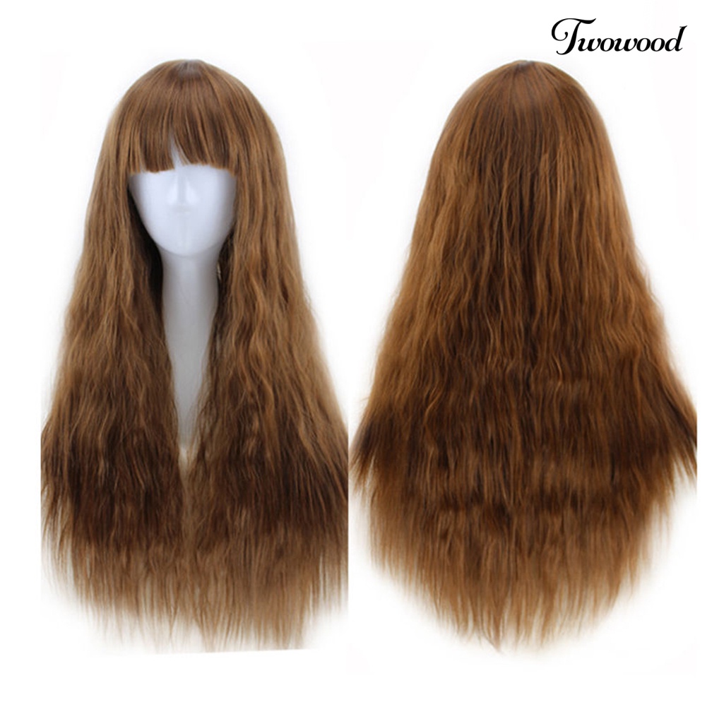 Twowood 65cm Wanita Panjang Keriting Bergelombang Rambut Penuh Wig Fashion Kostum Pesta Cosplay Anime