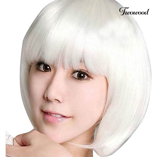 Twowood Wanita Fashion Rambut Pendek Lurus Penuh Cosplay Party Bob Hair Pesta Malam Wig