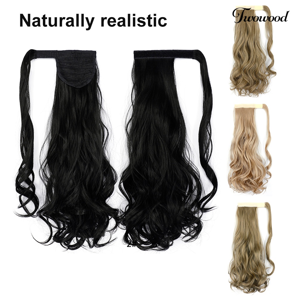 Twowood 18inci Serat Sintetis Klip in Wavy Curly Ponytail Wig Hair Extension Sopak