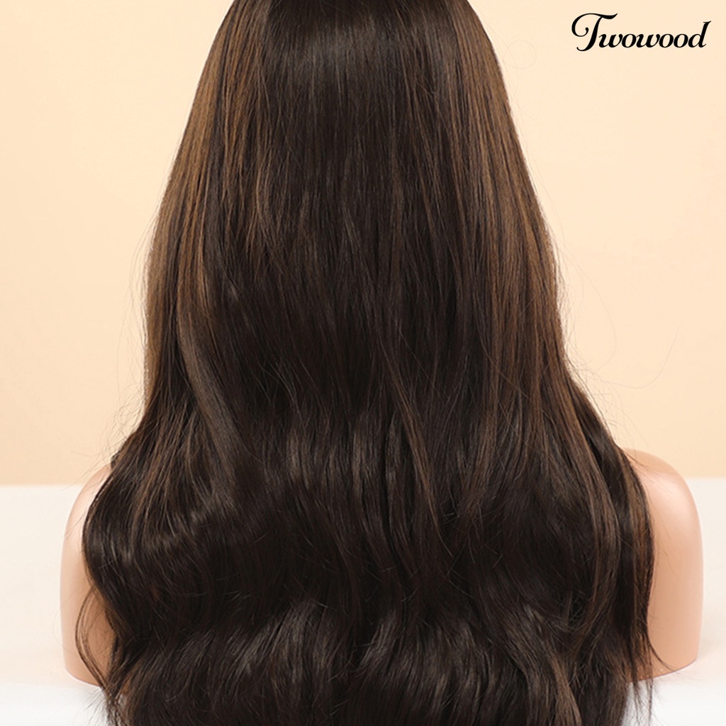 Twowood Wanita Wig Silky Inner Mesh Lembut Ombre Highlight Rambut Alami Bagian Tengah Wig Untuk Perempuan