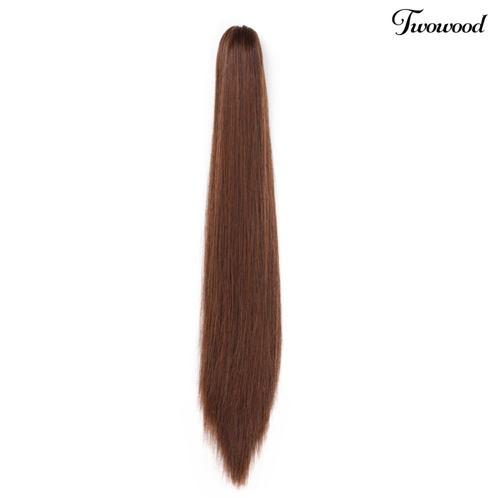 Twowood Wanita Wig Ada Perm Berbulu Tidak Dapat Dijatuhkan Tak Terlihat Rambut Styling Alami Cakar Panjang Klip Tinggi Ponytail Palsu Rambut Lurus Pemodelan Supply