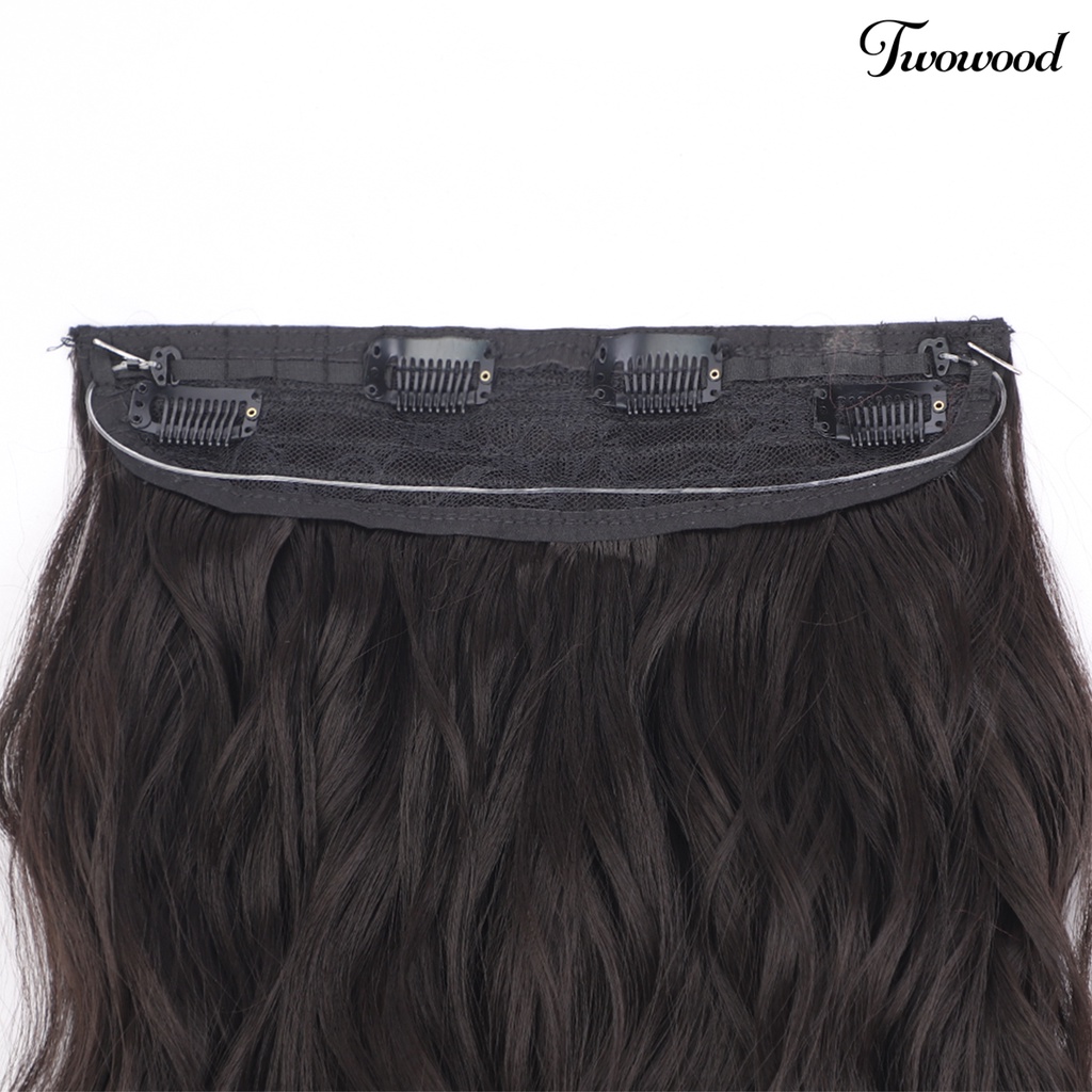 Twowood Faux Hair Curly Adjustable Realistis Alami Suhu Tinggi Serat Hiasan Kepala Halus Wanita Panjang Rambut Ekstensi Wig Sopak Penggunaan Sehari-Hari