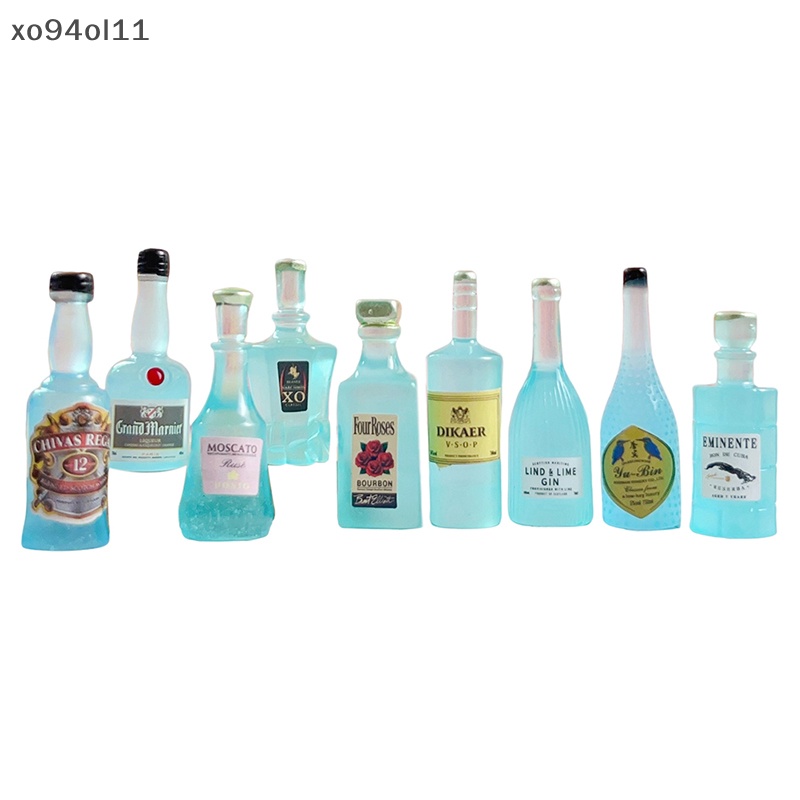 Xo 3Pcs Luminous Blue Wine Bottle Botol Bir Ornamen Dekorasi Lanskap Mikro Rumah Boneka Miniatur Mainan OL