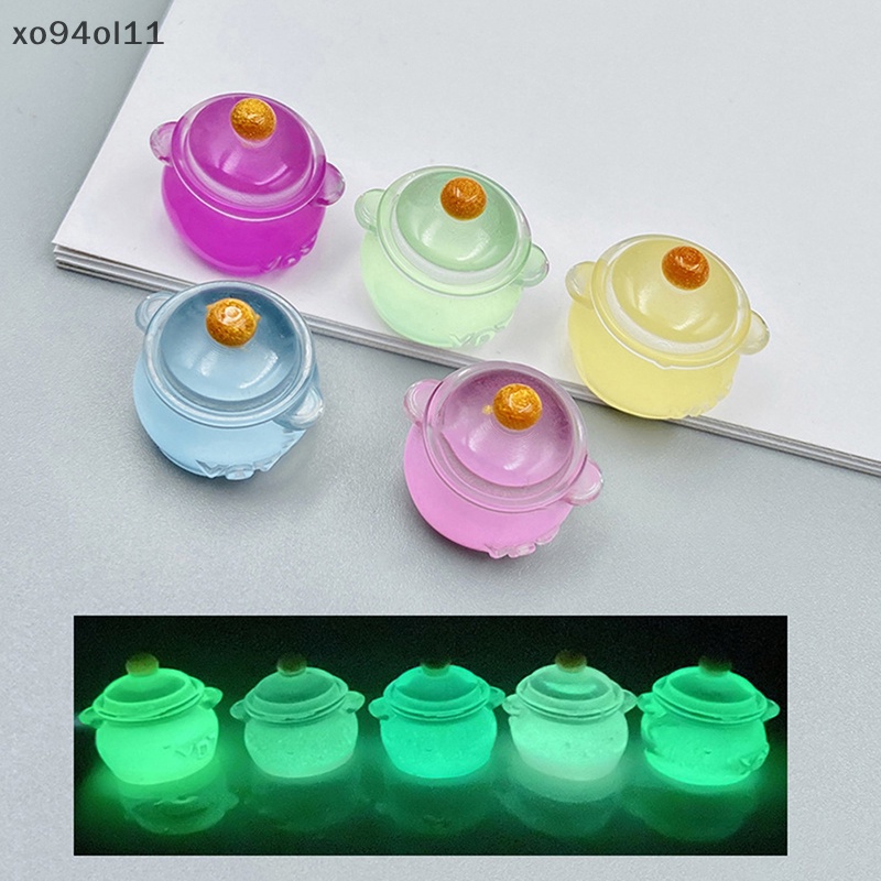 Xo Simulasi Plastik Luminous Mini Milk Pot Makanan Model Mainan Aksesoris Resin OL