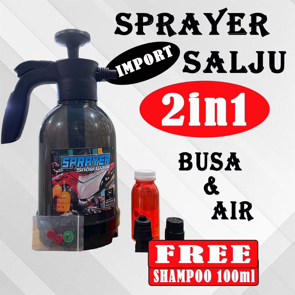 paket hemat snow wash spray import 2in1 dan shampo touchless 1 liter