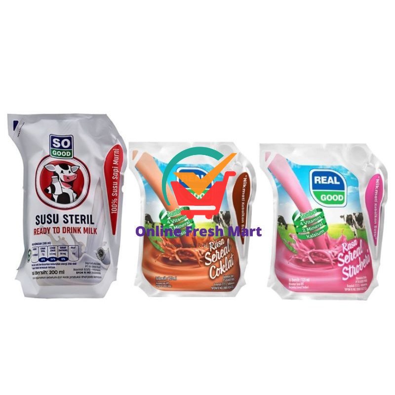 

Real Good So Good Susu Steril baru susu UHT Sereal Coklat Strawberry - Online Fresh Mart Denpasar