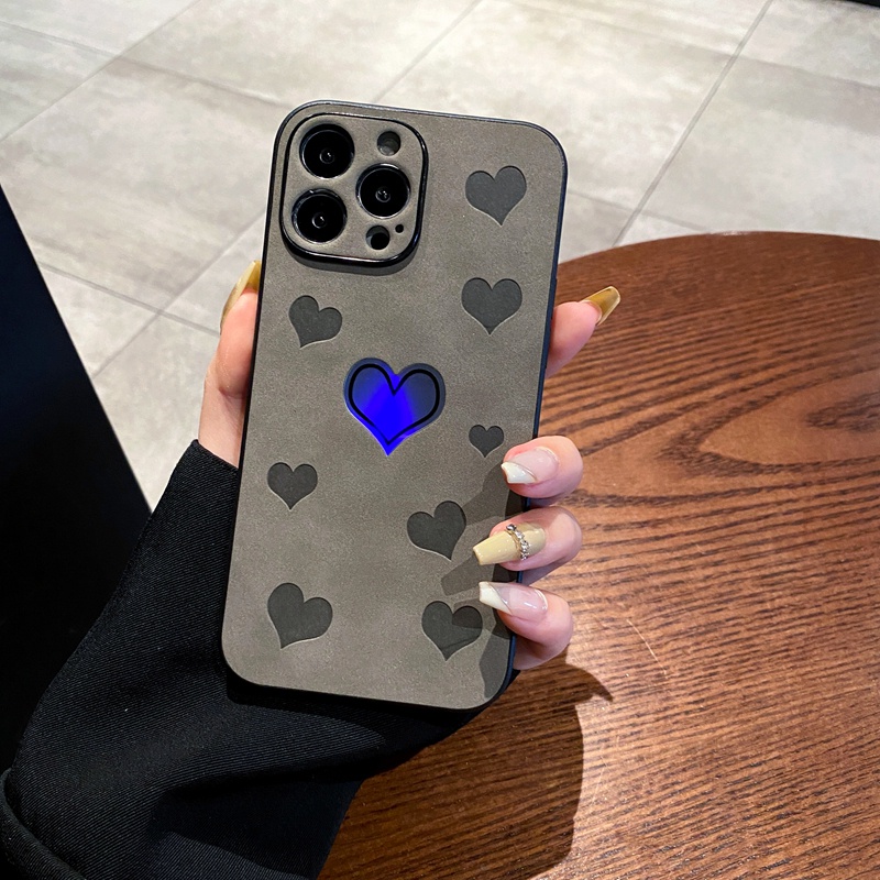 IPHONE Casing Ponsel Kulit Motif Love Laser Mewah Untuk Iphone12 13 11 14 Pro MAX X XR XS Max7 8 14 Plus Bumper Cases Cover Shockproof Cover