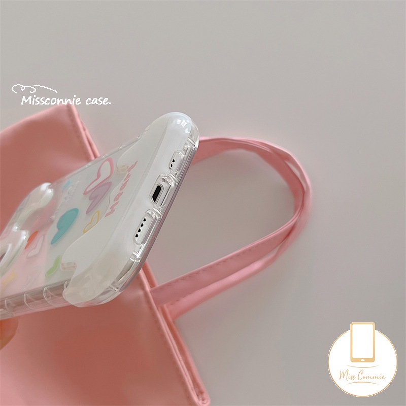 IPHONE Casing Ponsel Es Krim Permen Kreatif 3D Kompatibel Untuk Iphone11 14 13 12 Pro Max XR 7Plus X XS Max7 8 Plus Grafiti Bening Cinta Hati Surat Sederhana Tpu Soft Cover