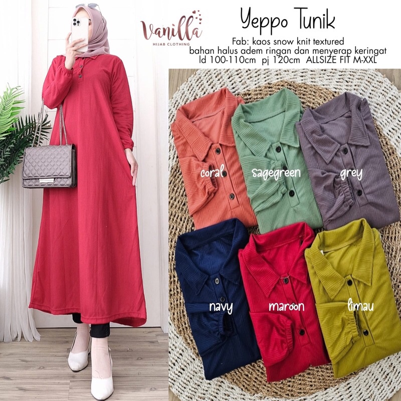 YEPPO TUNIK ORI VANILLA | Kaos snow Knit Tekstur