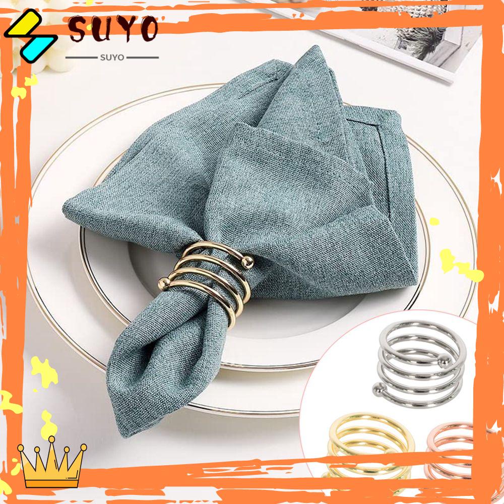 Suyo Cincin Serbet Warna Silver Dekorasi Meja Makan Pesta Napkin Holders Gesper