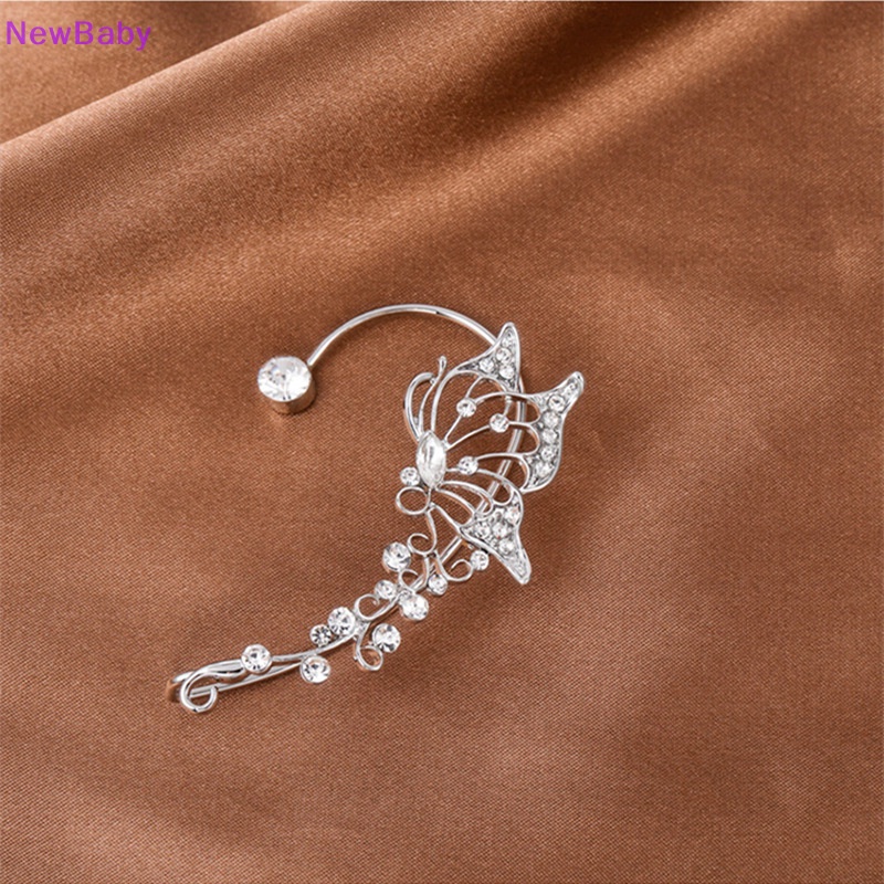 Newbaby Fashion Kristal Berkilau Elf Kupu-Kupu Telinga Manset Tanpa Klip Anting Klip Telinga Elegan Untuk Wanita Indah Telinga Manset Perhiasan Pernikahan ID