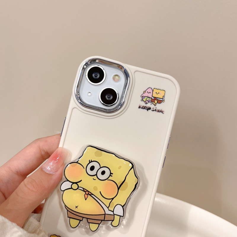 All New Metal Camera Skin Silicone Soft Case IPhone 11 12 13 14 Pro Max Women's Fashion Gift Cute Cartoon Phone Case Funny SpongeBob