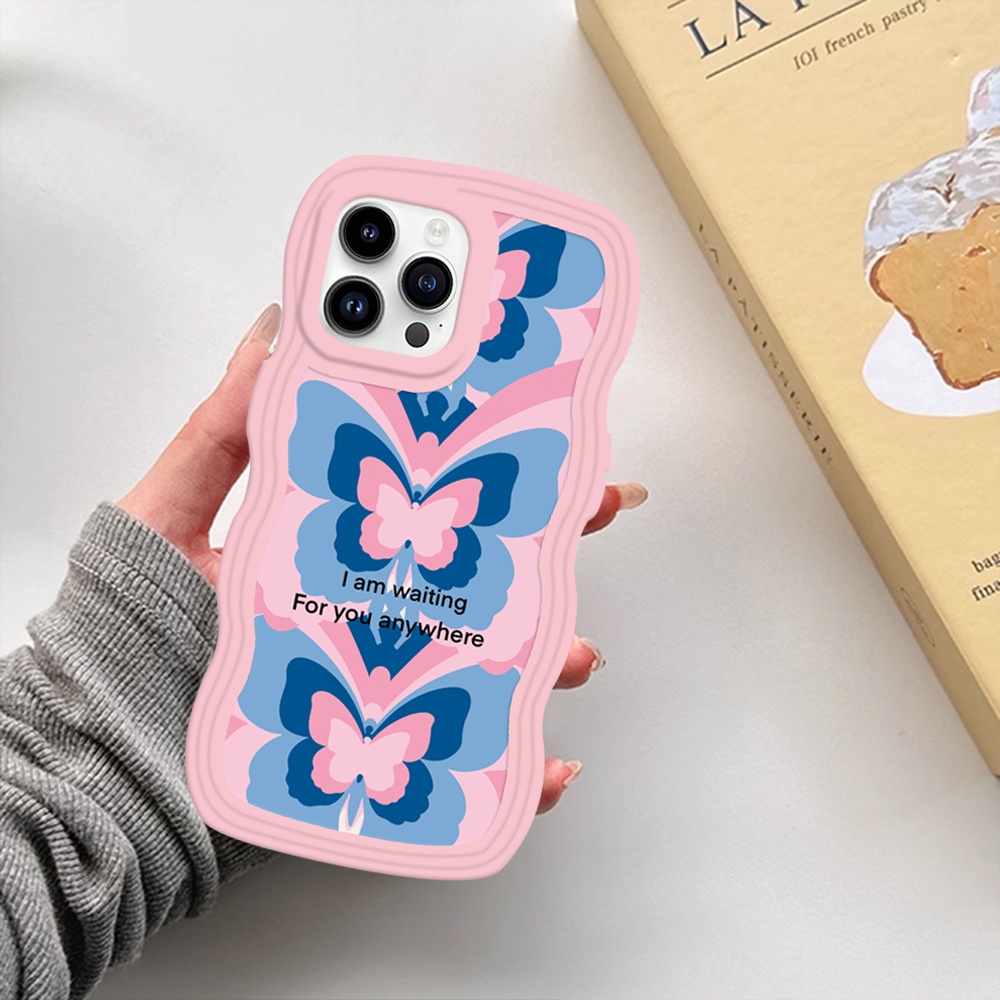 IPHONE Iphone 14 13 12 11 Pro Max14 Plus X XR XS Max 6 6S 7 8 Plus Se2020Warna Warni Kupu Gelombang Tepi TPU Phone Case Binteacase