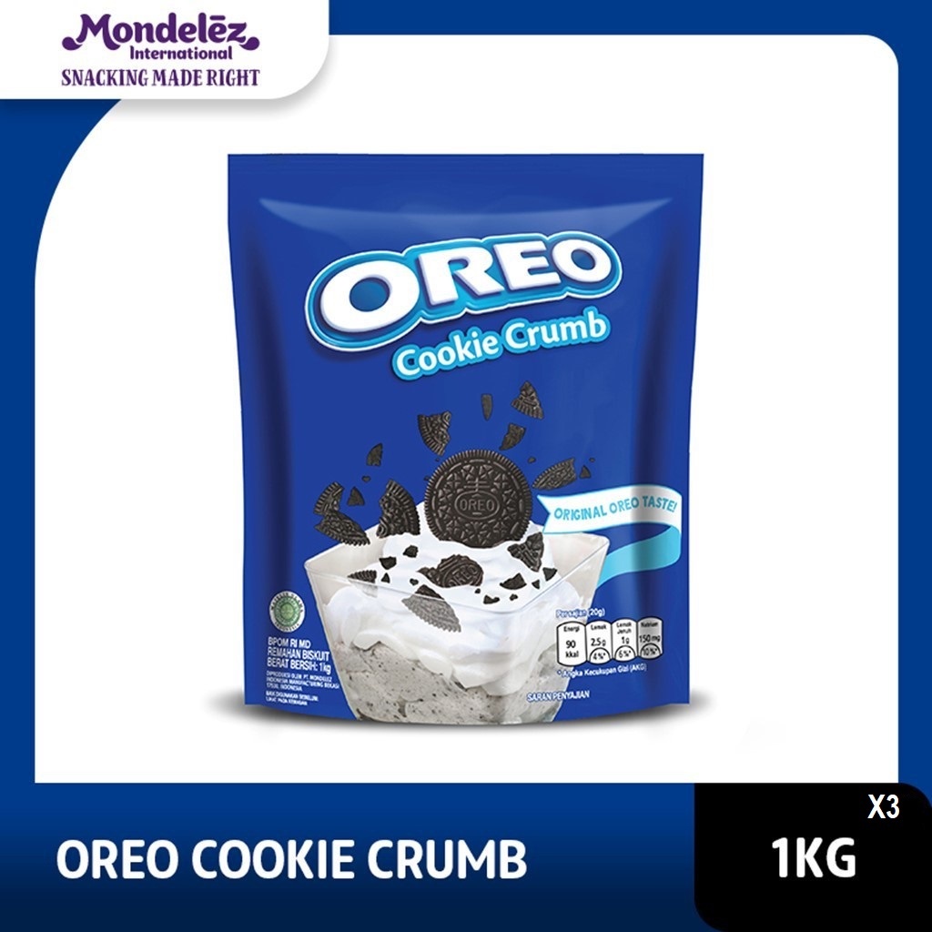 Oreo Biskuit Cookie Crumb Pouch 1kg x3, Untuk memasak Kue dan Roti dengan mudah