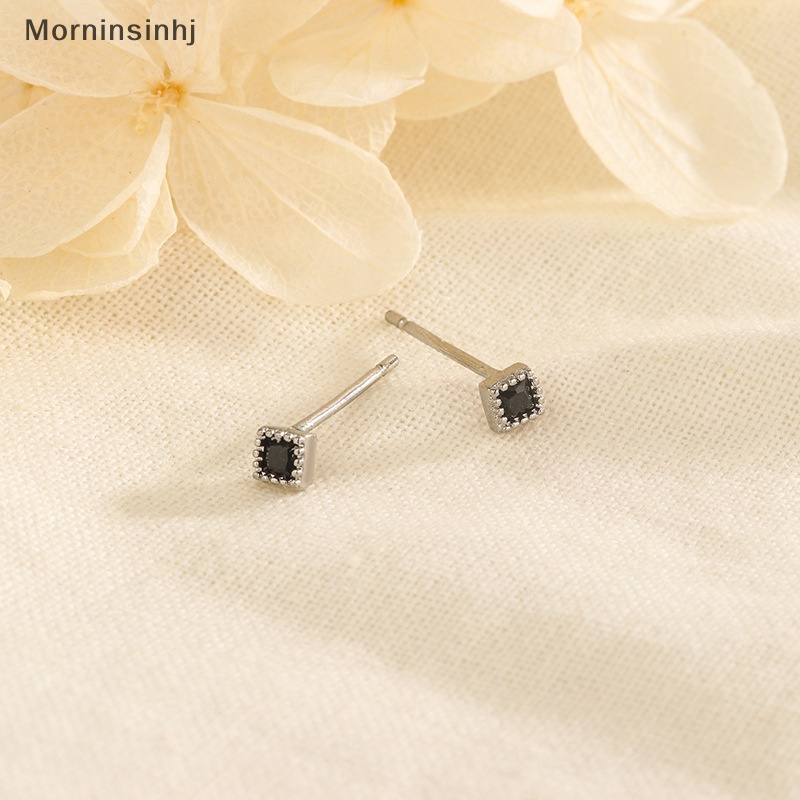 Mornin Stud Earrings Mini Tiga Dimensi Persegi Berlian Kepribadian Bertabur Berlian Anting Tulang Telinga Sederhana id