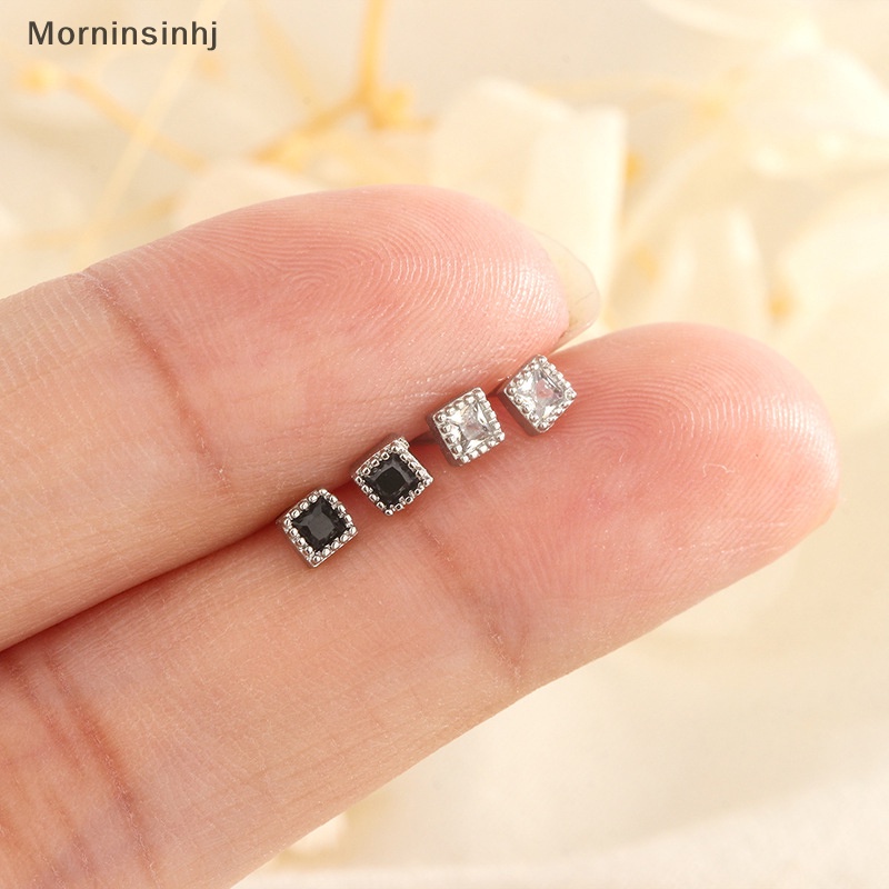 Mornin Stud Earrings Mini Tiga Dimensi Persegi Berlian Kepribadian Bertabur Berlian Anting Tulang Telinga Sederhana id