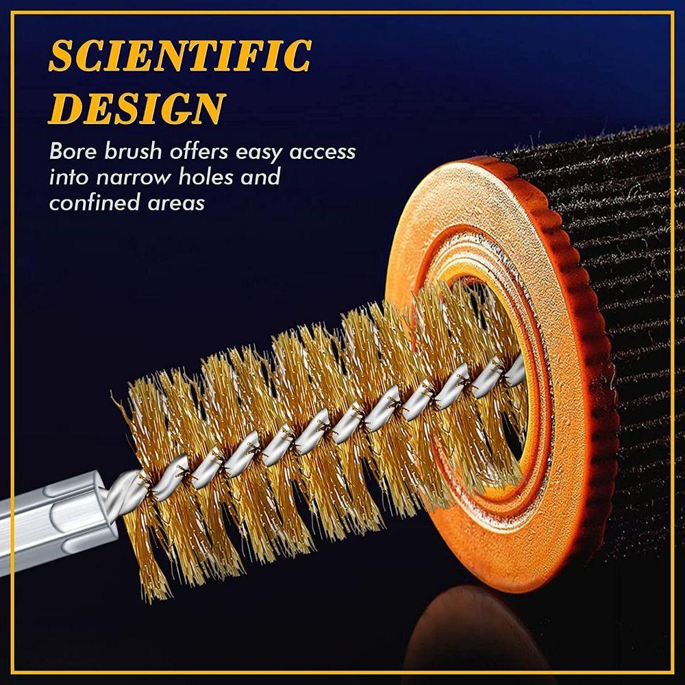 Populer 12PCS Sikat Bore Kawat Set Ukuran Berbeda Sikat Pembersih Kuat Tahan Lama Untuk Power Drill Impact Driver