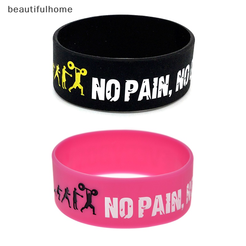 {beautifulhome} Gelang Silikon NO PAIN NO GAIN Untuk Pria Fashion Outdoor Basket Wristband.