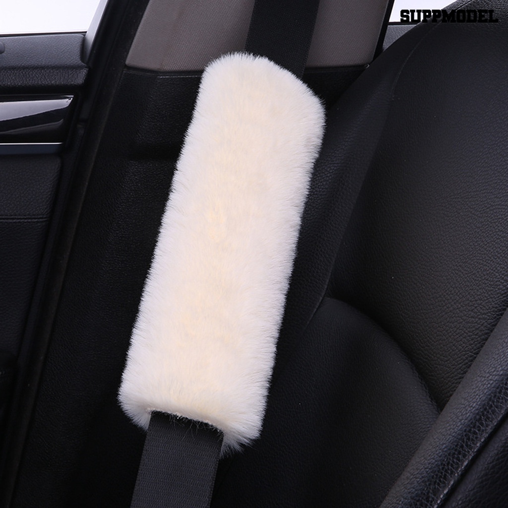 [SM]1 Pasang Cover Sabuk Pengaman Nyaman Lembut Berbulu Universal Car Seat Belt Pad Cushion Perlengkapan Kendaraan