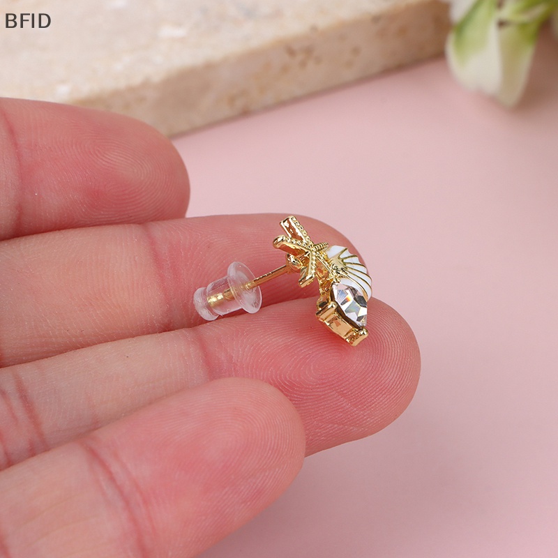 [BFID] 1pasang Paduan Asimetris Sederhana Bintang Laut Ear Studs Zircon Pearl Earrings [ID]