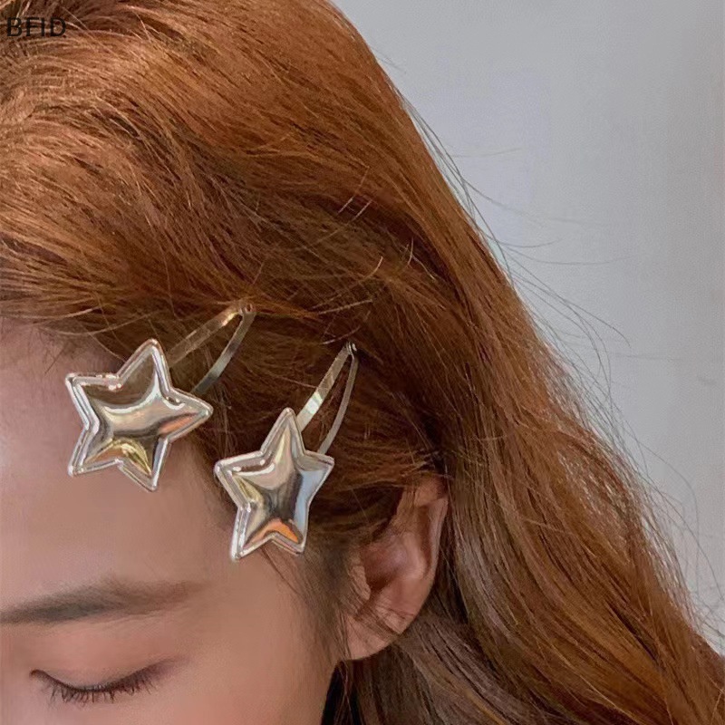 [BFID] 1pasang Harajuku Kulit Bintang Pentagram Hair Pin Manis Lucu Pesona Girly Trendy Jepit Rambut Untuk Wanita Aesthetics Aksesoris Rambut [ID]