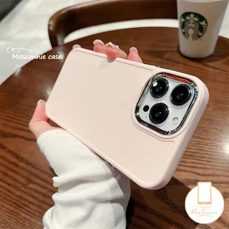 IPHONE Casing Ponsel Persegi Plating Warna Permen Macaron Mewah Kompatibel Untuk Iphone11Xr7Plus 8plus14 13 11 12 Pro MAX X 7 8 Plus XS MAX Simple Warna Solid Full Cover Pelindung