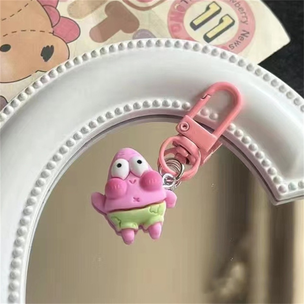 5pcs SpongeBob Gantungan Kunci Lucu Kartun Resin Liontin Untuk Anak Perempuan Patrick Star Ransel Pendant