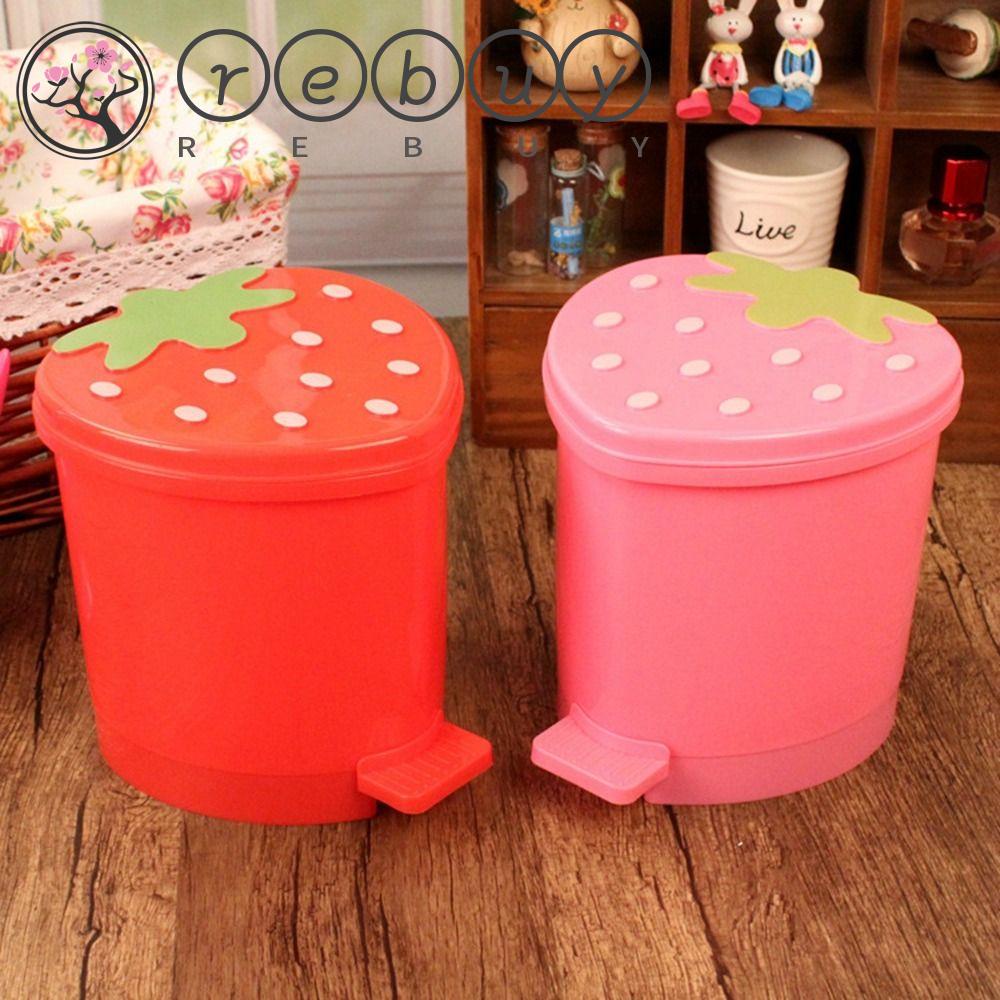 Rebuy Trash Can Pink Plastik Tahan Lama Perlengkapan Rumah Dengan Tutup Sealing Washable Decorative No Odor Dustbin