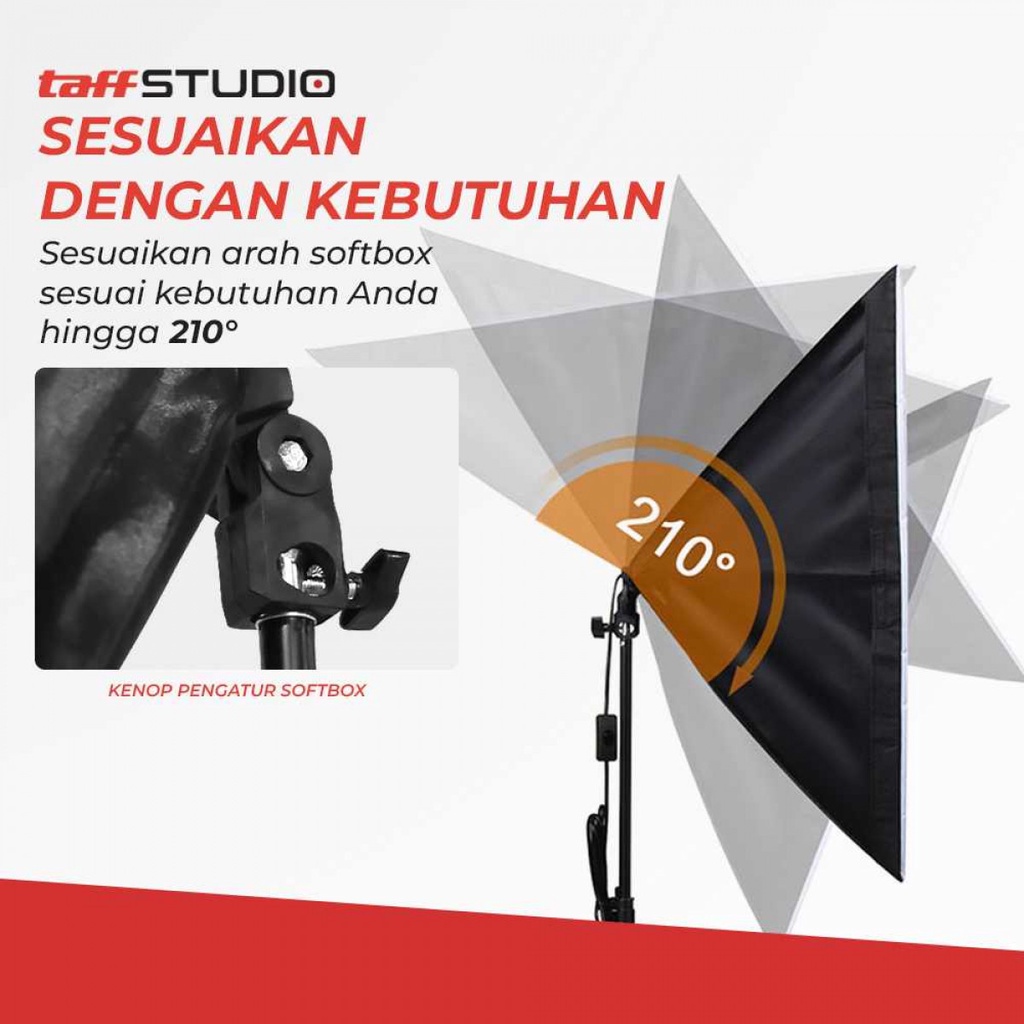 TaffSTUDIO Payung Tripod Softbox Reflektor Studio Fotografi + Bohlam