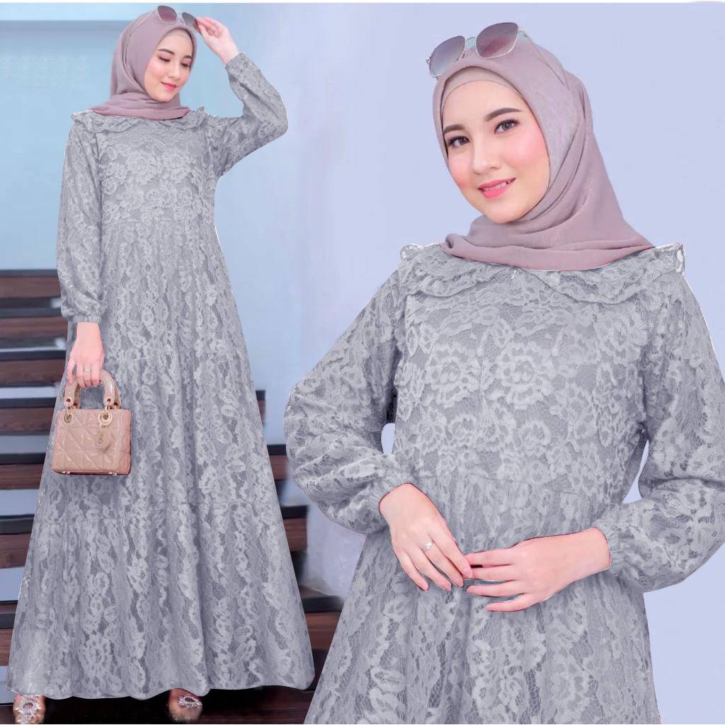 GH - MX ALILA / GAMIS ALILA / BAJU GAMIS WANITA BAHAN BRUKAT / PAKAIAN MUSLIM WANITA / GAMIS BRUKAT 