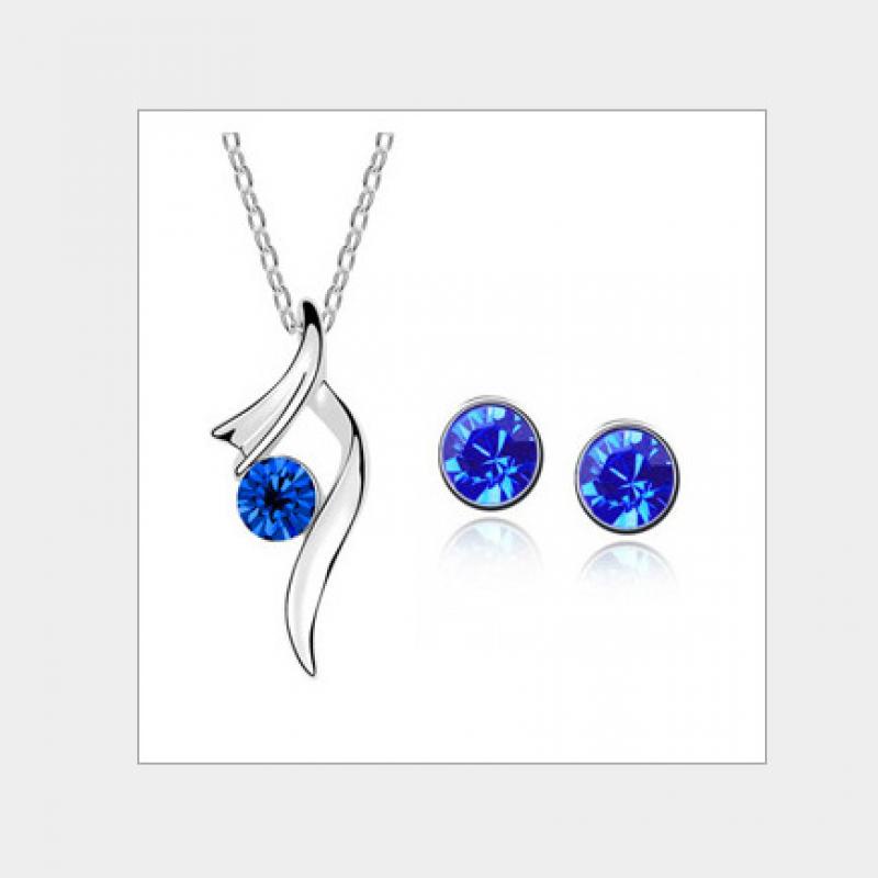 [FRA] Set Perhiasan Fashion Kristal Berlian Tunggal Kalung Anting Serbaguna Diamond Jewelry