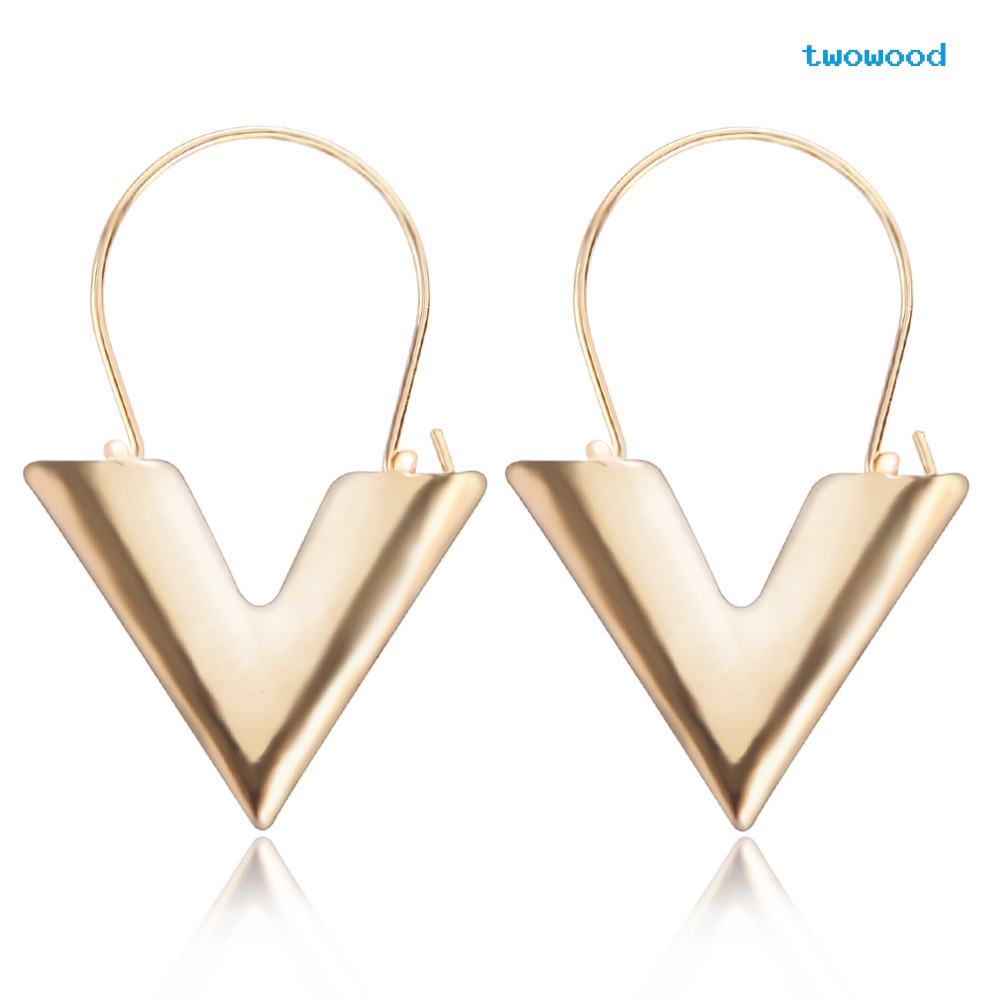 Twowood earrings Logam Sederhana Huruf V shape earrings earrings earpins Anting fashion Anting V Kecil Anting