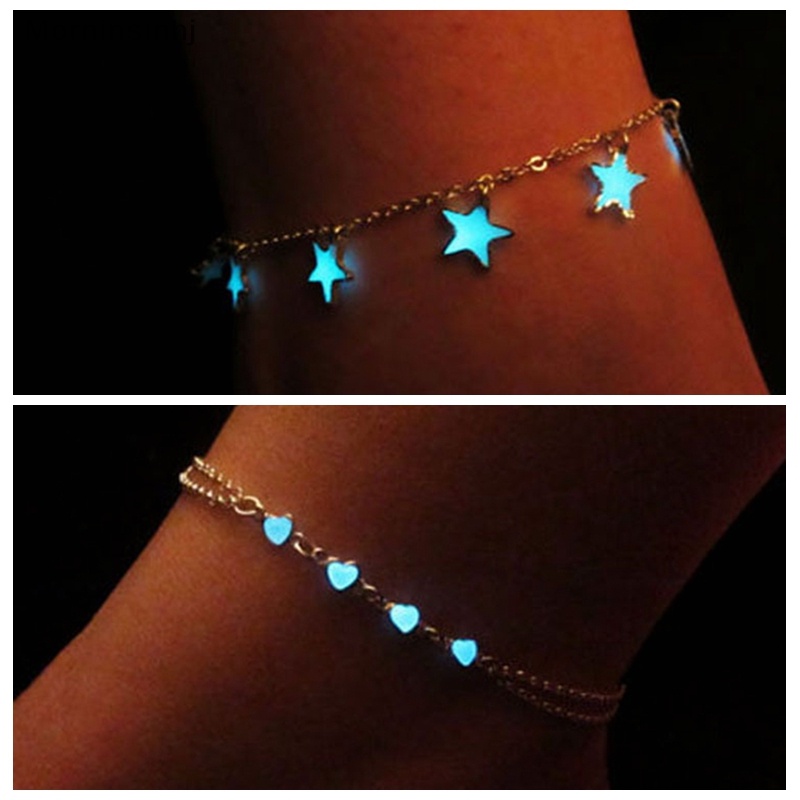 Mornin Glow In The Dark Chain Anklet Gelang Kaki Barefoot Sandal Perhiasan Kaki Pantai id