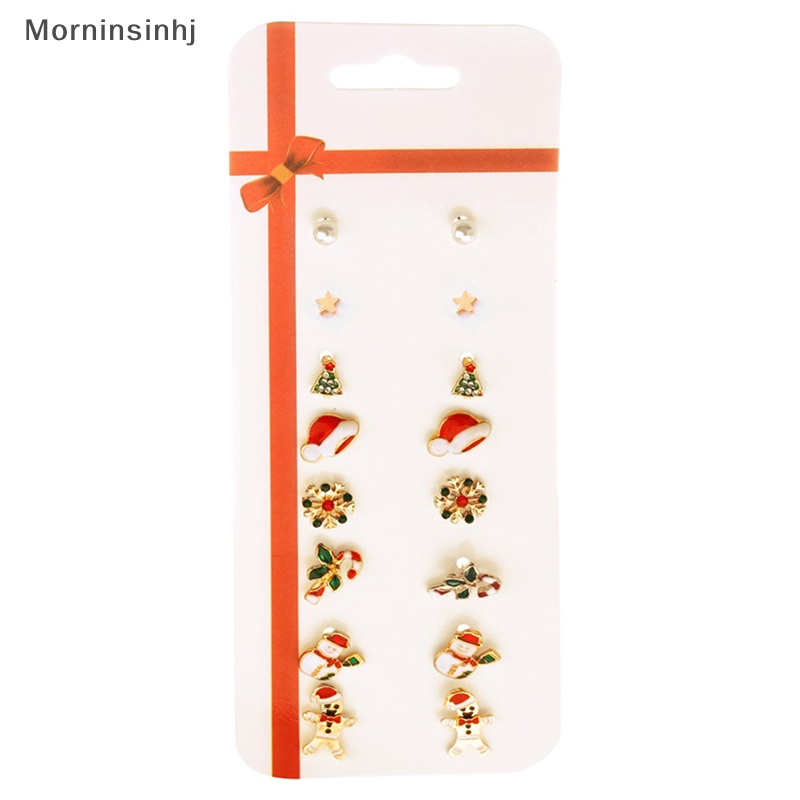 Mornin 8 Pcs/Set Kepribadian Natal Anting Perhiasan Aksesoris Set Xmas Liburan Pohon Elk Snowman Santa Anting Lucu Natal Pesta Perhiasan Hadiah Untuk Wanita Gadis Anak id