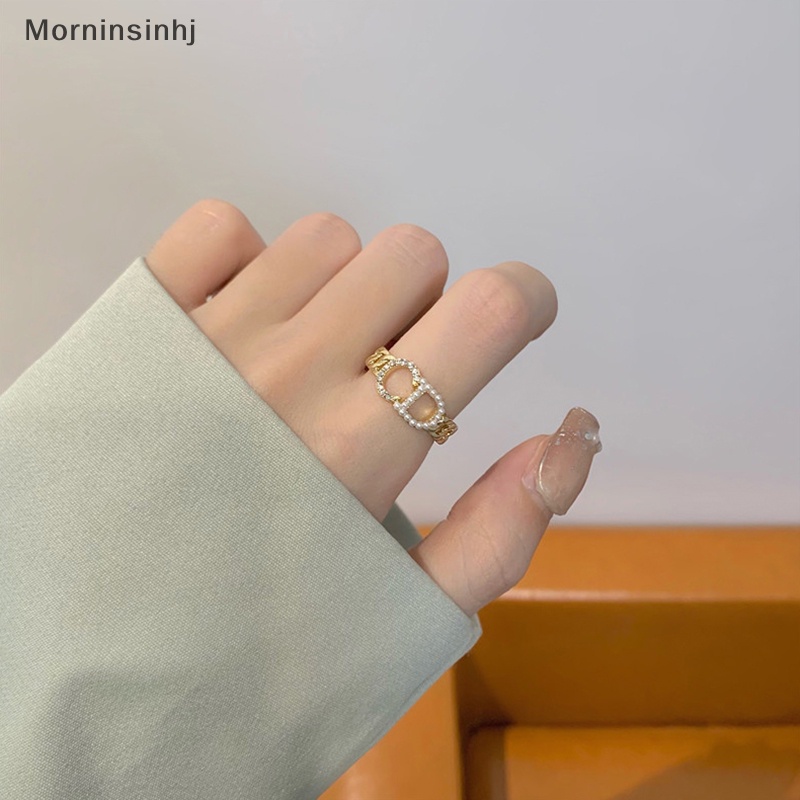 Mornin Warna Emas Huruf Pembukaan Cincin Dapat Disesuaikan Zirkon Mengkilap Mutiara Jari Cincin Untuk Wanita Perhiasan Berkualitas Tinggi Pernikahan Pesta Hadiah id