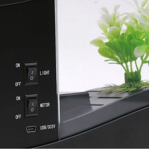 USB Desktop Aquarium Mini Fish Tank with Running Water - Akuarium Mini with LCD Display