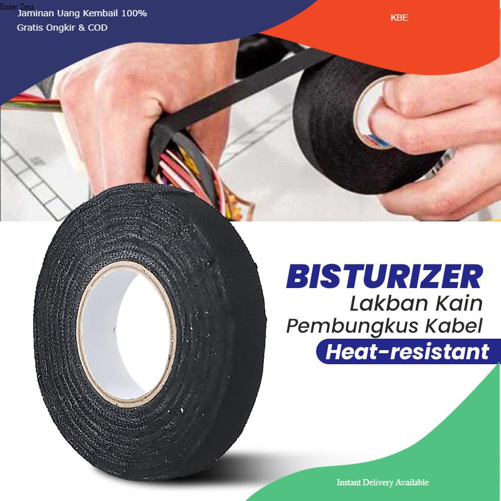 

Alat Perekat Bisturizer Lakban Kain Pembungkus Kabel Tape Heat-resistant 15mm 15M - TF12 - Black Viral