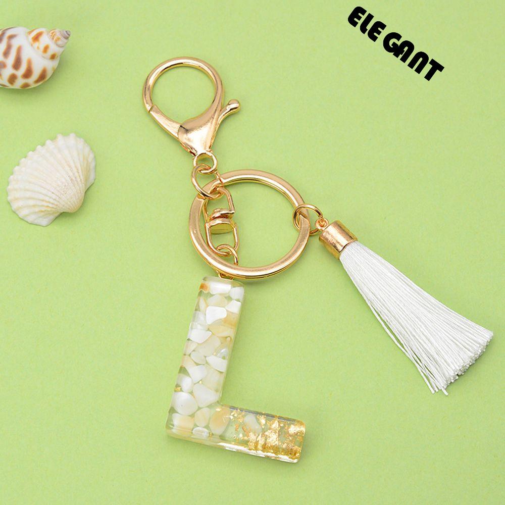 [Elegan] 26huruf Gantungan Kunci Lucu Resin Ornamen Perhiasan Gantungan Kunci Mobil Foil Emas Alfabet Key Chain