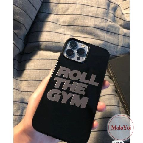 Keren Alfabet Inggris Halus Ponsel Cover Kompatibel Untuk IPhone XR XS X Max11 13 Pro Max8 7 Plus 12 14 Pro Max SE 2020kreativa Roll The Gym Glossy Soft TPU Shockproof Black Case