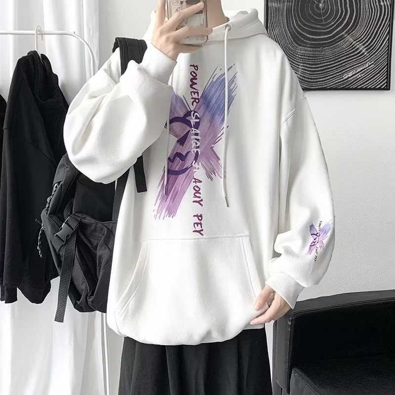 Promo Hoodie Pria Wanita Power Slaiqe Size M-XXXXXL Korean Fashion Style Unisex Hoodie Oversized Cute Graffiti Bear Printing Men's Long Sleeve Sweatshirt Trend Winter Hooded Sweater Black