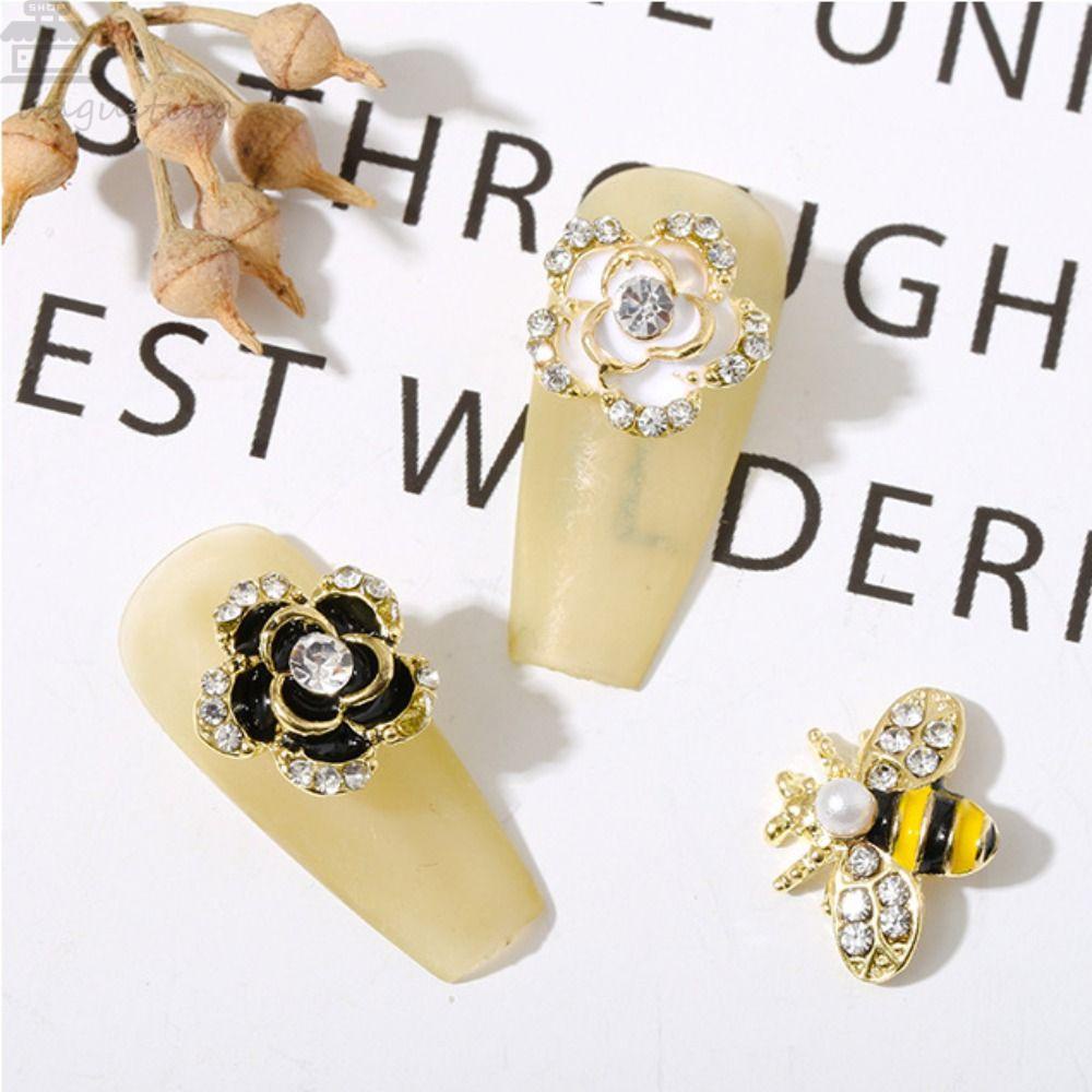 AUGUSTINA Augustina Dekorasi Nail Art DIY Lebah Gaya Campur Zirkon Alloy Manicure Perhiasan Aksesoris