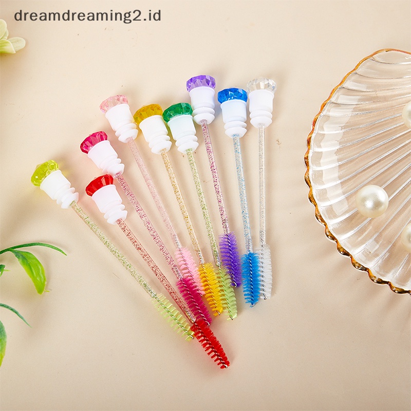 (drea) Sikat Bulu Mata Dengan Tabung Sikat Alis Diamond Reusable Replaceable Dust-proof/