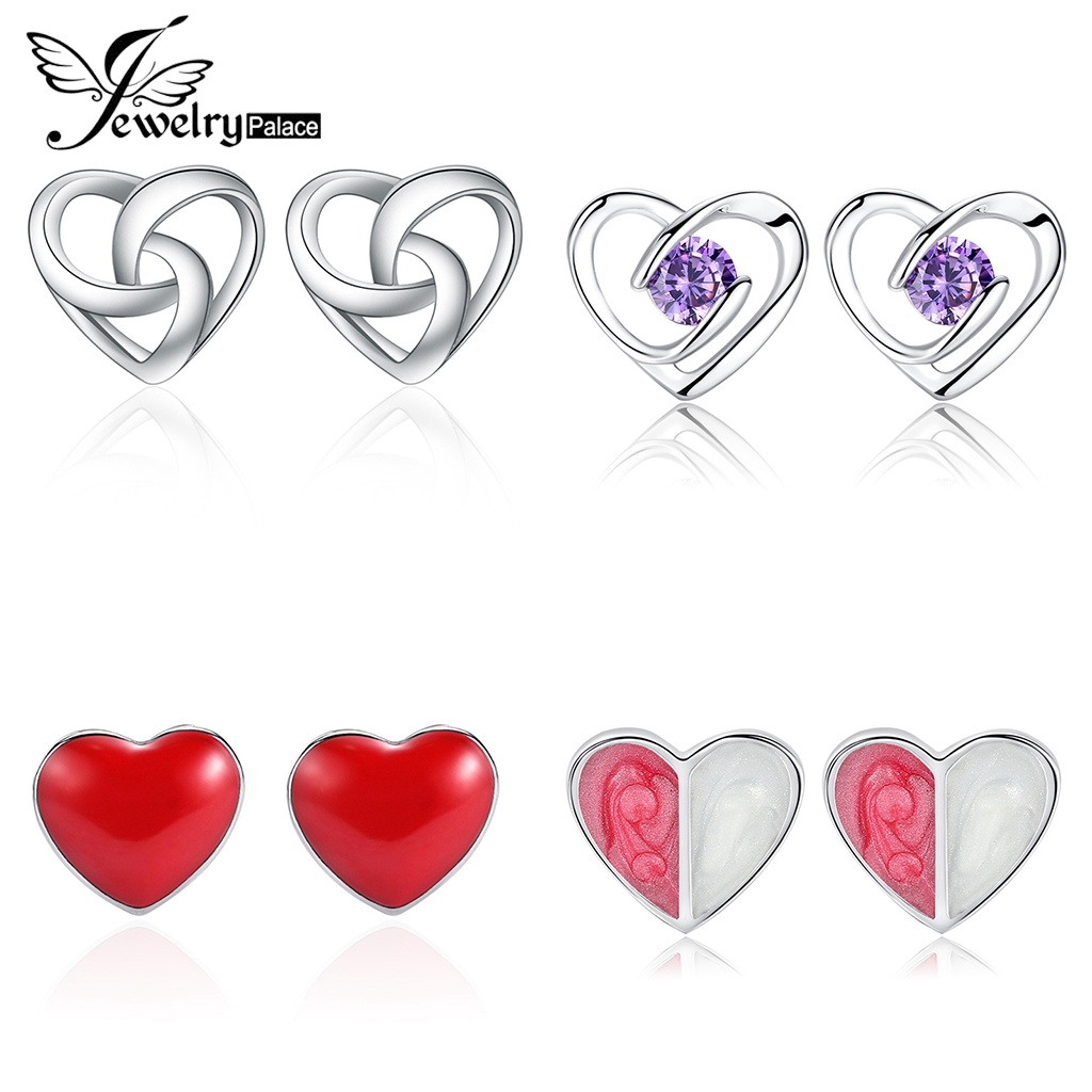 Jewelrypalace Berlian Asli Love Perak Moissanite Perhiasan Anting Wanita Stud Hati925 M052